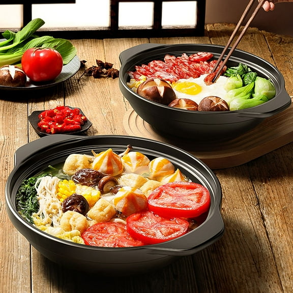 RENACLIPY Black Ceramic Casserole Pan Stewing Pot for Home Cooking, Soup, and Oven Use