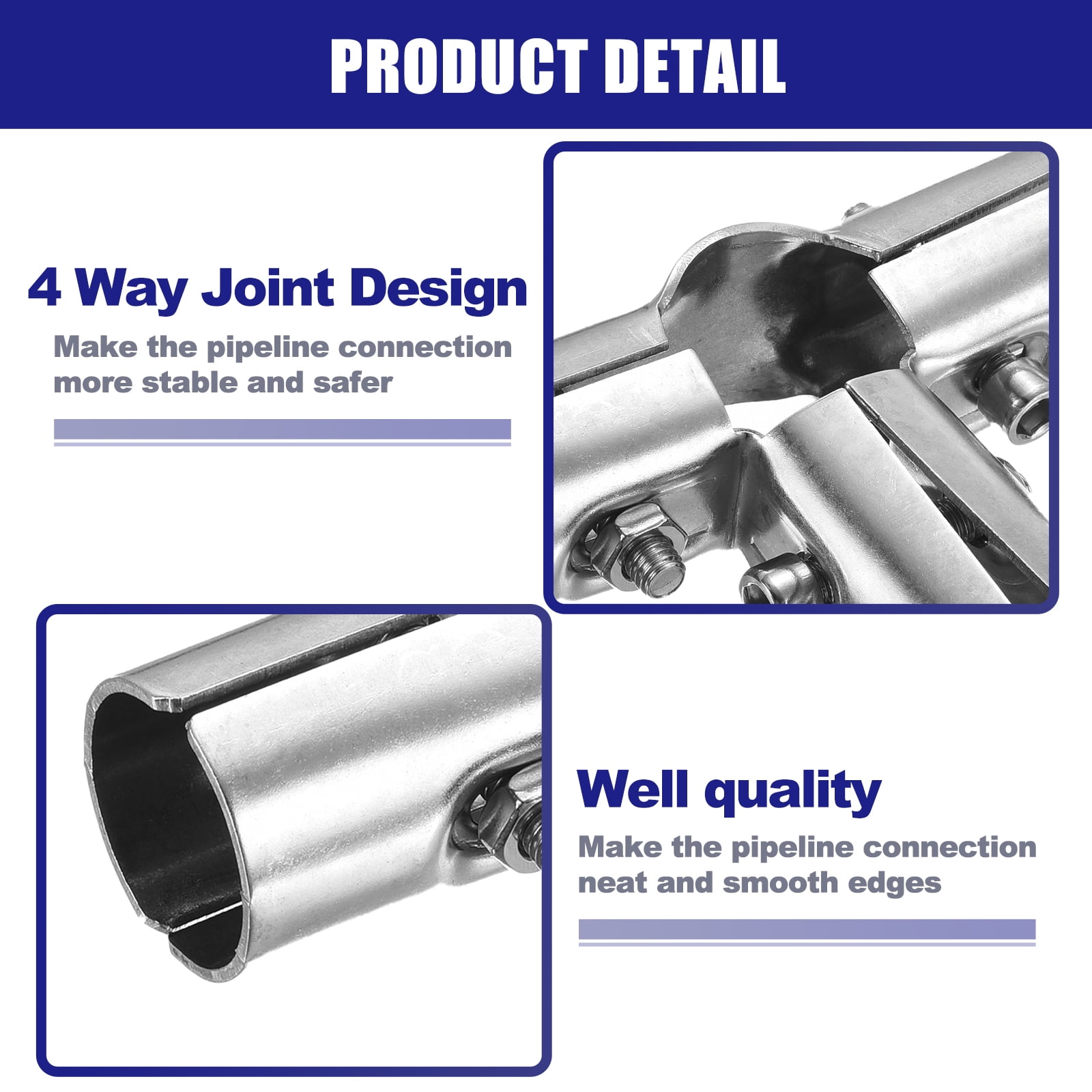 Uxcell 10Pack Structural Pipe Connector, 180 Degree 4 Way Metal