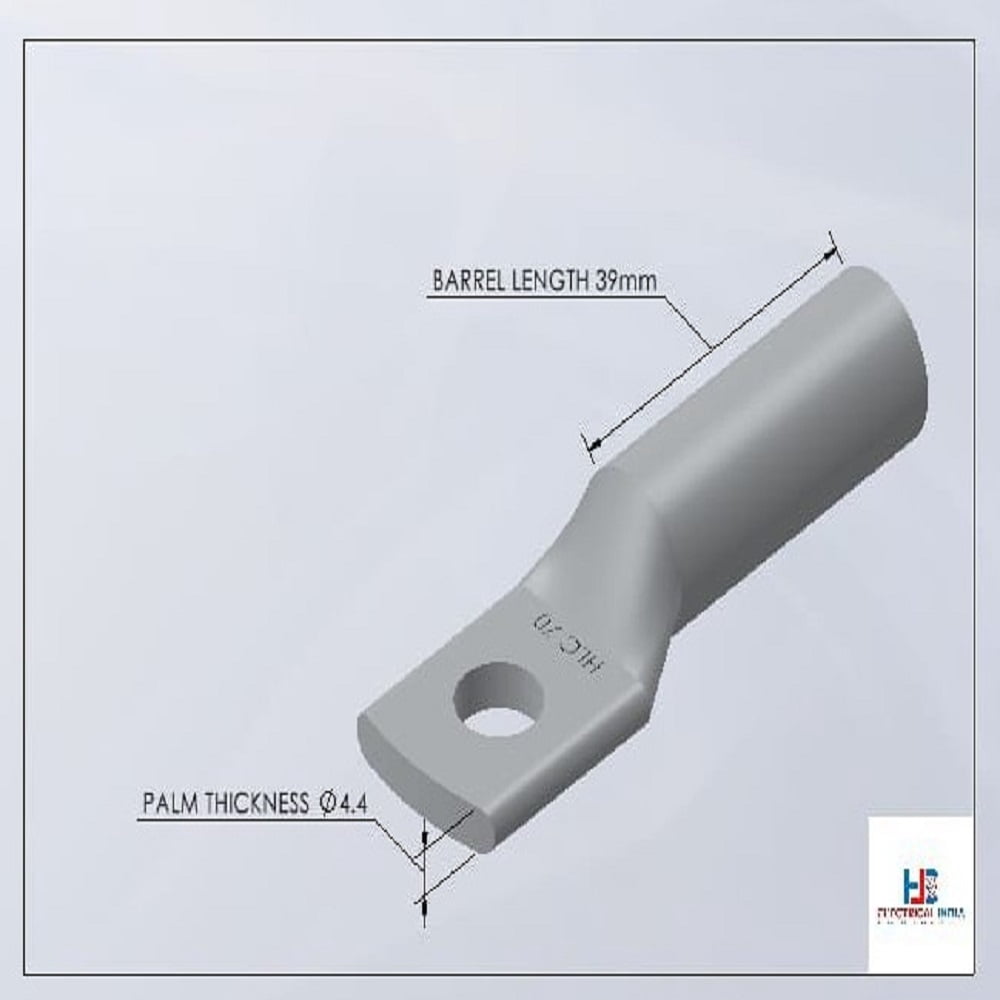 HLC Aluminum Lug | 70 mm² Wire Connector | Stud Hole | Heavy Duty Electrical Cable Lug | Crimp Type pack of 6