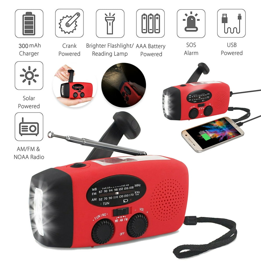 Emergency Hand Crank Radio 2021 Updated Portable Solar Powerd AM/FM/WB
