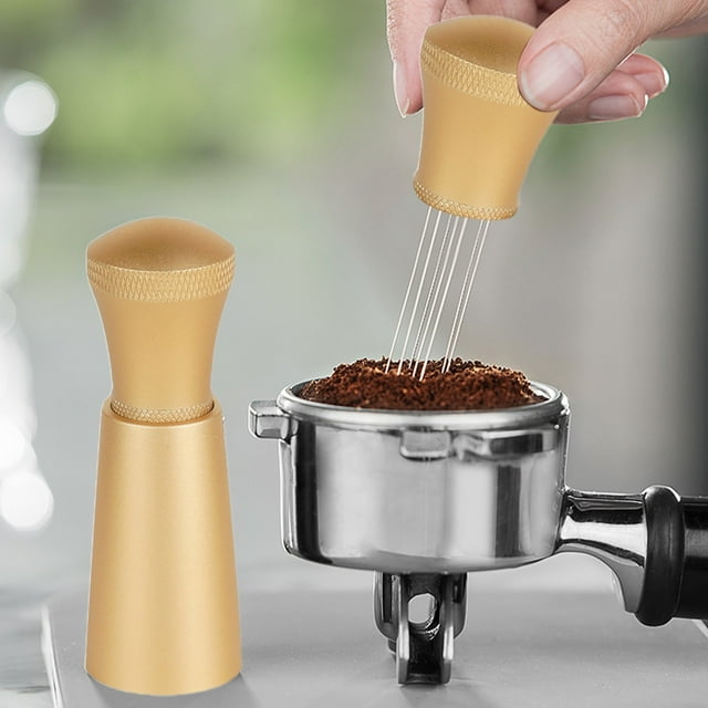 SPOORYYO Ensemble d'Aiguilles Portables pour Poudre de Café, Mini Outil de Mélange en Acier Inoxydable avec Aiguilles de Rechange, Facile à Démonter