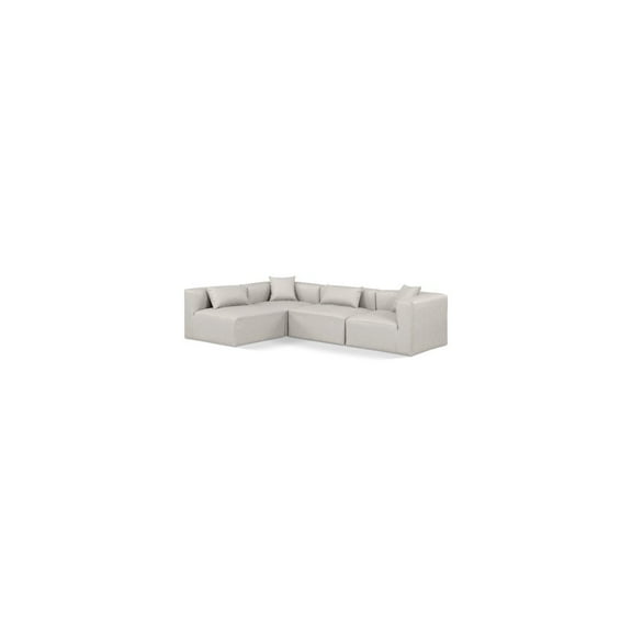 Meridian Furniture Cube Cream Vegan Leather 4-Pc. L-Shaped Modular Sectional
