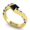 thumbnail image 2 of 1.20 T.C.W Natural Diamond Black Onyx & Blue Sapphire Gemstone Beautiful Anniversary Ring for Ladies Solid 18K Yellow Gold Size 9 by Diamond-Capitals, 2 of 8