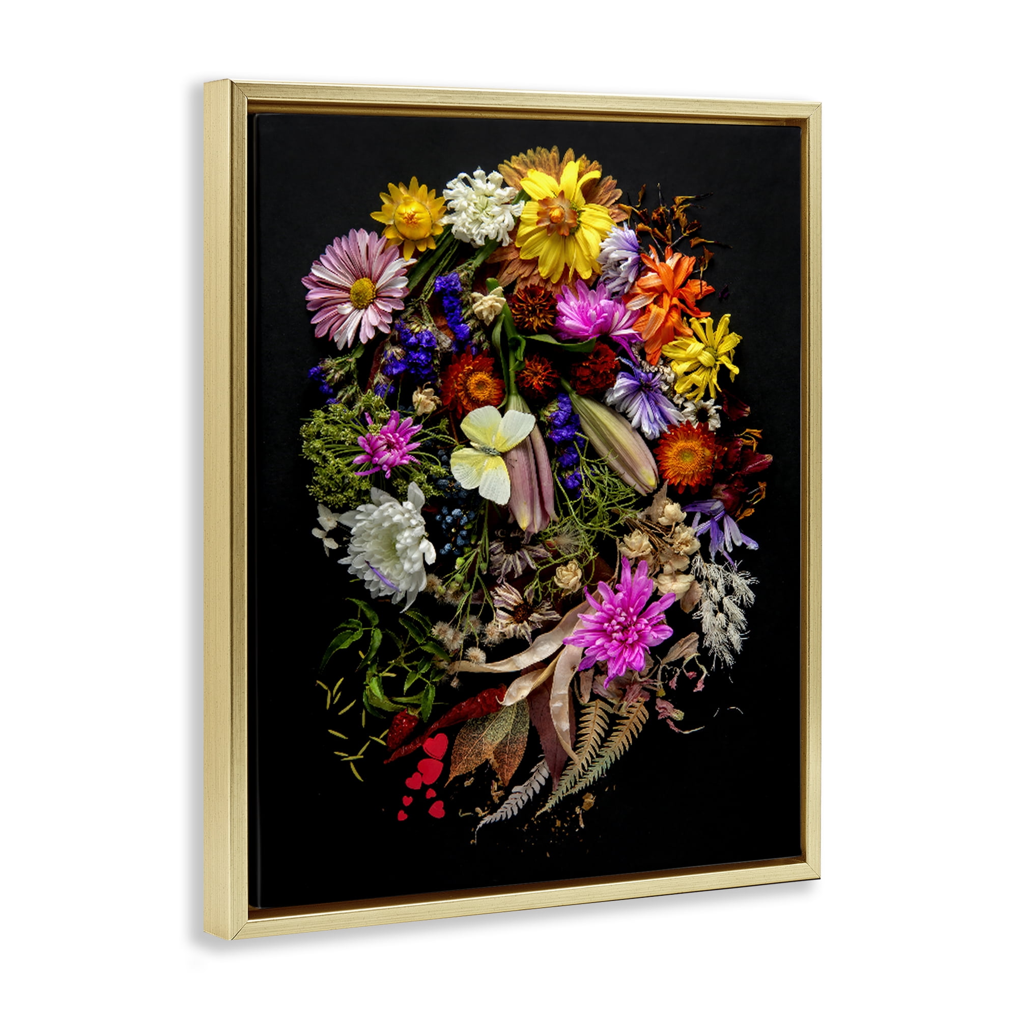 Stupell Industries November Flower Arrangement Gold Framed Floater Canvas Wall Art, design by Carl Kravats
