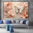 thumbnail image 2 of Mudket Framed Canvas Wall Art Ready to Hang, Soft Pink Lily Butterfly Wall Decor, Vintage Botanical Flower Canvas Print, Pink Flower Wall Art, Wall Pictures for Bedroom Decor - 12"L x 8"W, 2 of 10