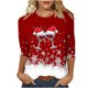 thumbnail image 1 of Camisetas de Navidad para Mujeres, 3/4 Manga Cuello Redondo Blusa con Estampado de Vacaciones, Top de Moda Casual, 1 of 5