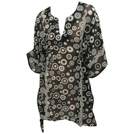 Loose Summer Bikini Beach Swim Bathing Chiffon Cover Up Mini Dress For Women Black_D96