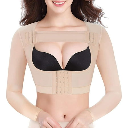 

Irisnaya Women s Upper Arm Shaper Post Surgical Slimmer Top Compression Sleeves Humpback Posture Corrector Tops Shapewear(Beige X-Large)