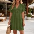thumbnail image 2 of XuJwPNcy Womens Summer Dresses V Neck Short Sleeve Tshirt Dress Flowy Knee Length Beach Dresses Travel Vacation Outfits, 2 of 7