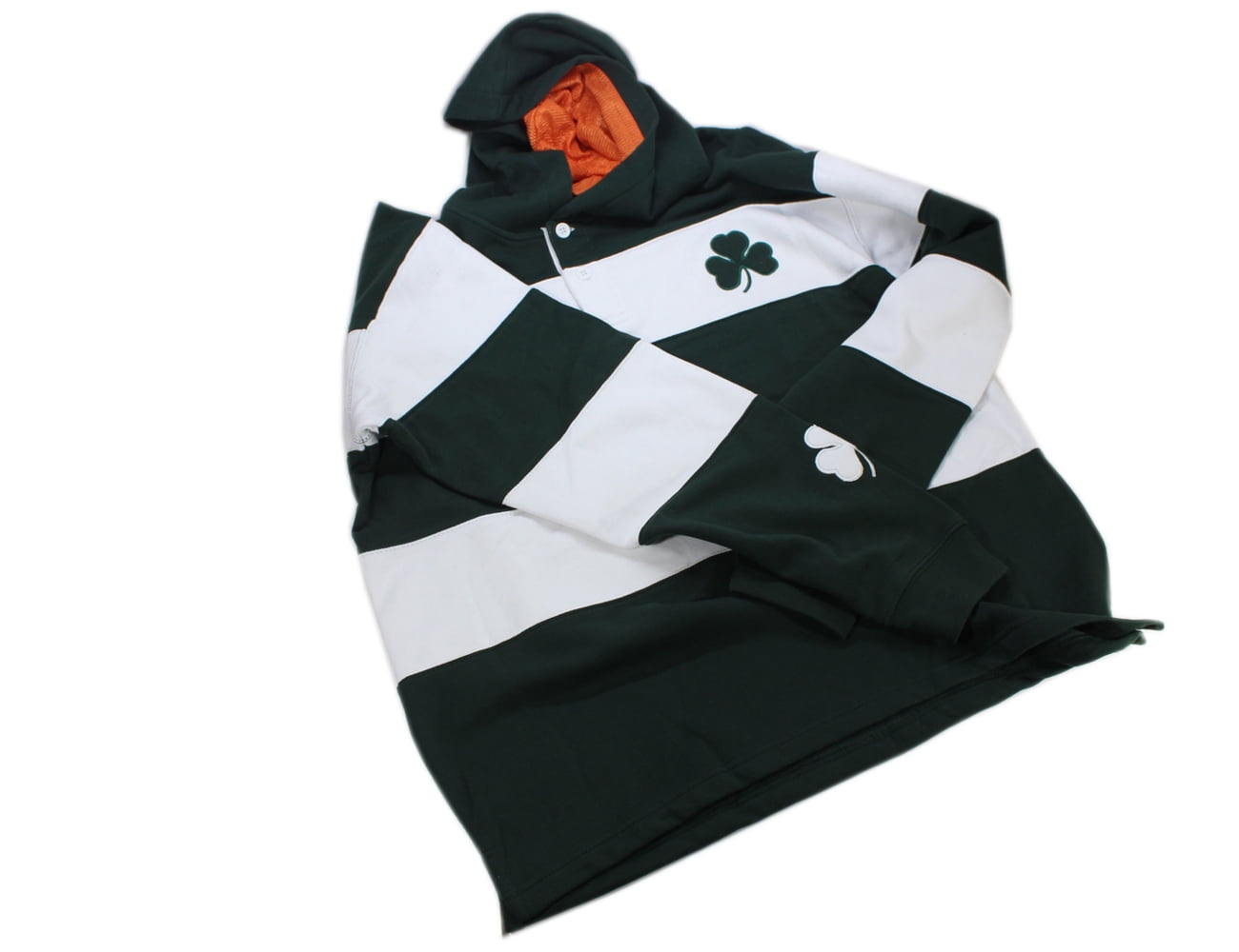 green and white striped hoodie