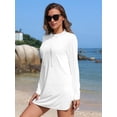 thumbnail image 4 of Charmo Women's Hooded UPF 50+ Rash Guard Long Sleeve UV Protection Zipper Swimwear Shirts with Pockets, 4 of 7