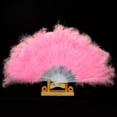 thumbnail image 4 of Vintage Style Marabou Feather Hand Fan Peacock Folding Handheld Fan for Dancing Party Flapper(Pink), 4 of 4