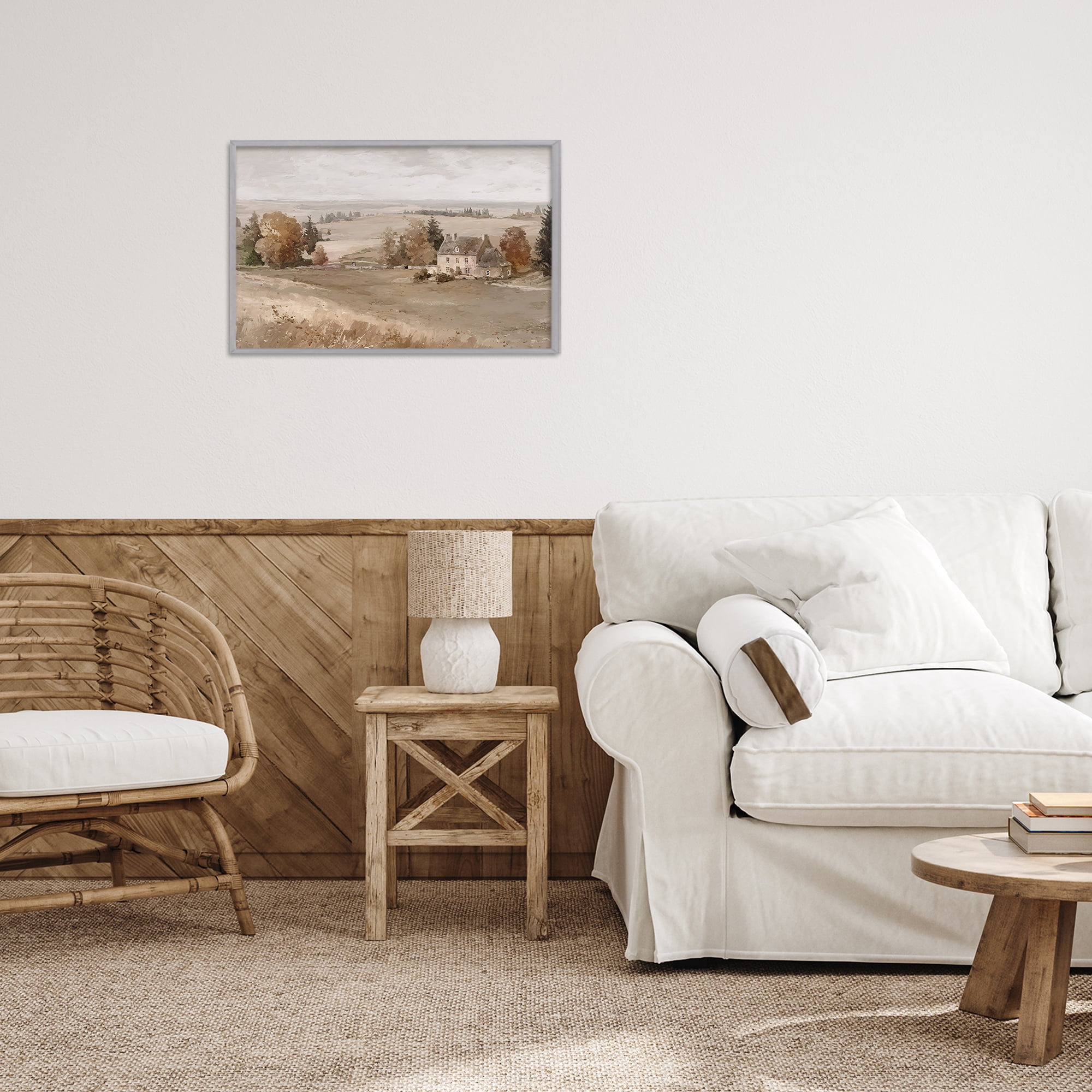 Stupell Industries Quaint Cottage in Countryside Gray Framed Giclee Art, design by Jacky Ngan