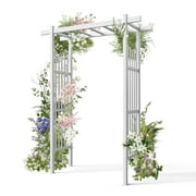 Ktaxon 7' Vinyl Garden Arbor Arch PVC Wedding Arch for Patio Garden Climbing Plant Party