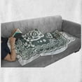 thumbnail image 6 of Sugar Skull Soft Flannel Fleece Throw Blanket, Mexican Dia de los Muertos in a Frame with Smaller Skulls, Cozy Plush for Indoor and Outdoor Use, 50" x 70", Grey Teal and Coconut, by Ambesonne, 6 of 6
