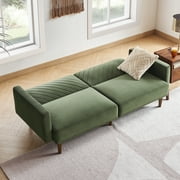 Mopio Convertible Futon Sofa Bed Chloe Premium Velvet Adjustable Folding Backrest, Olive Green