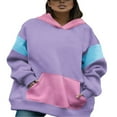 thumbnail image 1 of Femmes Sweat-Shirts à Capuche Contraste Couleur Décontracté Lâches à Manches Longues Pulls avec Poches, 1 of 8