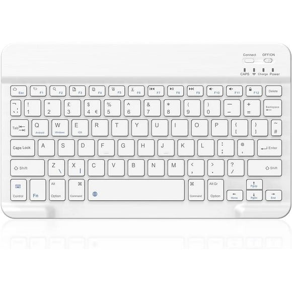 Wireless Bluetooth Keyboard Lightweight Slim for iOS iPad, iPad Pro, iPad Air, Mac, Android Tablet Samsung Galaxy, Xiaomi Pad 5, Huawei, Lenovo, White