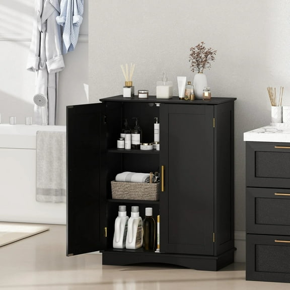 Auranook Floor Storage Cabinet Modern Storage Organizer w/Adjustable Shelves &2 Doors
