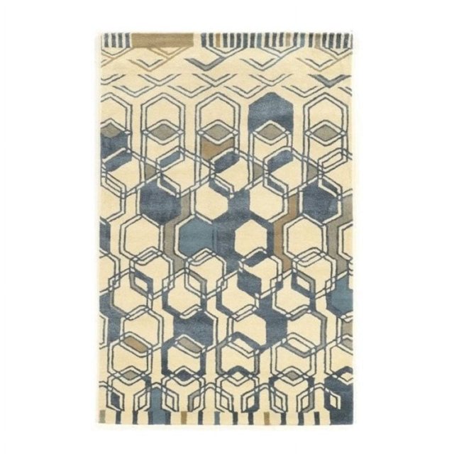 Hawthorne Collection Tapis Tufté à la Main 2 Pieds x 3 Pieds en Ivoire et Gris