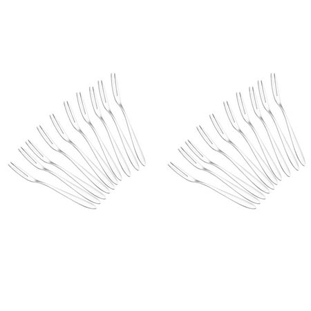 

20Pcs Stainless Steel Reusable Fruit Fork Cake Snack Dessert Salad Flatware Fork Two-Tine Fork Set Kitchen Tool 13cm