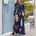 thumbnail image 4 of Floral Safety Reminders Women's Long Dress Long Sleeves Dress Vintage Dresses Party Maxi Dress High Waist Dress, 4 of 4