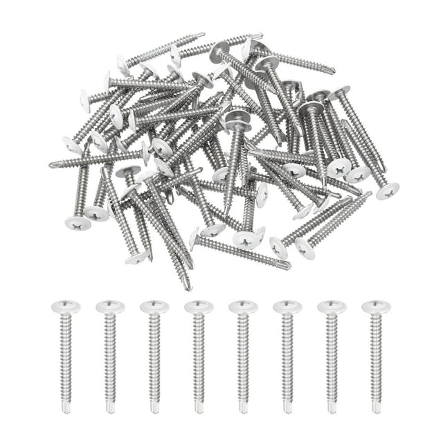 Uxcell 60 Pcs M4.2x38mm Vis Autotaraudeuses Blanches pour Métal, Argent