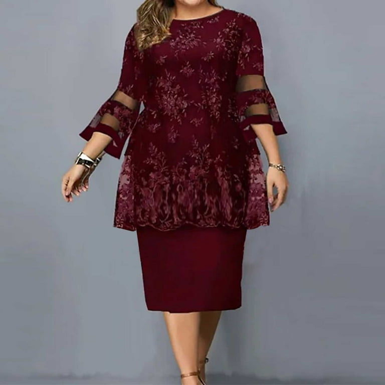 YWDJ Women's Formal Dresses Cocktail Dresses Plus Size Long Sleeve