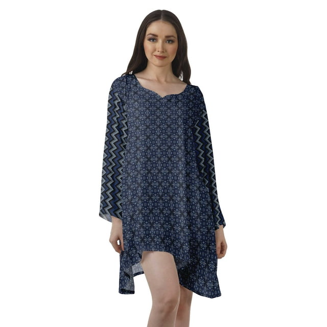 Moomaya Tuniques à Manches Longues pour Femmes Robes Imprimées à Manches Longues Filles