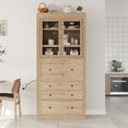 thumbnail image 4 of Harper & Bright Designs Tall Kitchen Pantry Cabinet with Power Outlets, Freestanding Cupboard with 3 Drawers and Adjustable Shelves for Dining Room, Natural, 4 of 18