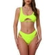 thumbnail image 1 of INSPIRAR CHIC Conjuntos de Bikini de Corte con Espalda al Descubierto para Mujeres de 2 Piezas, Top de Cuello Redondo y Parte Inferior Triangular, Trajes de Baño en Amarillo Fluorescente Grande, 1 of 5