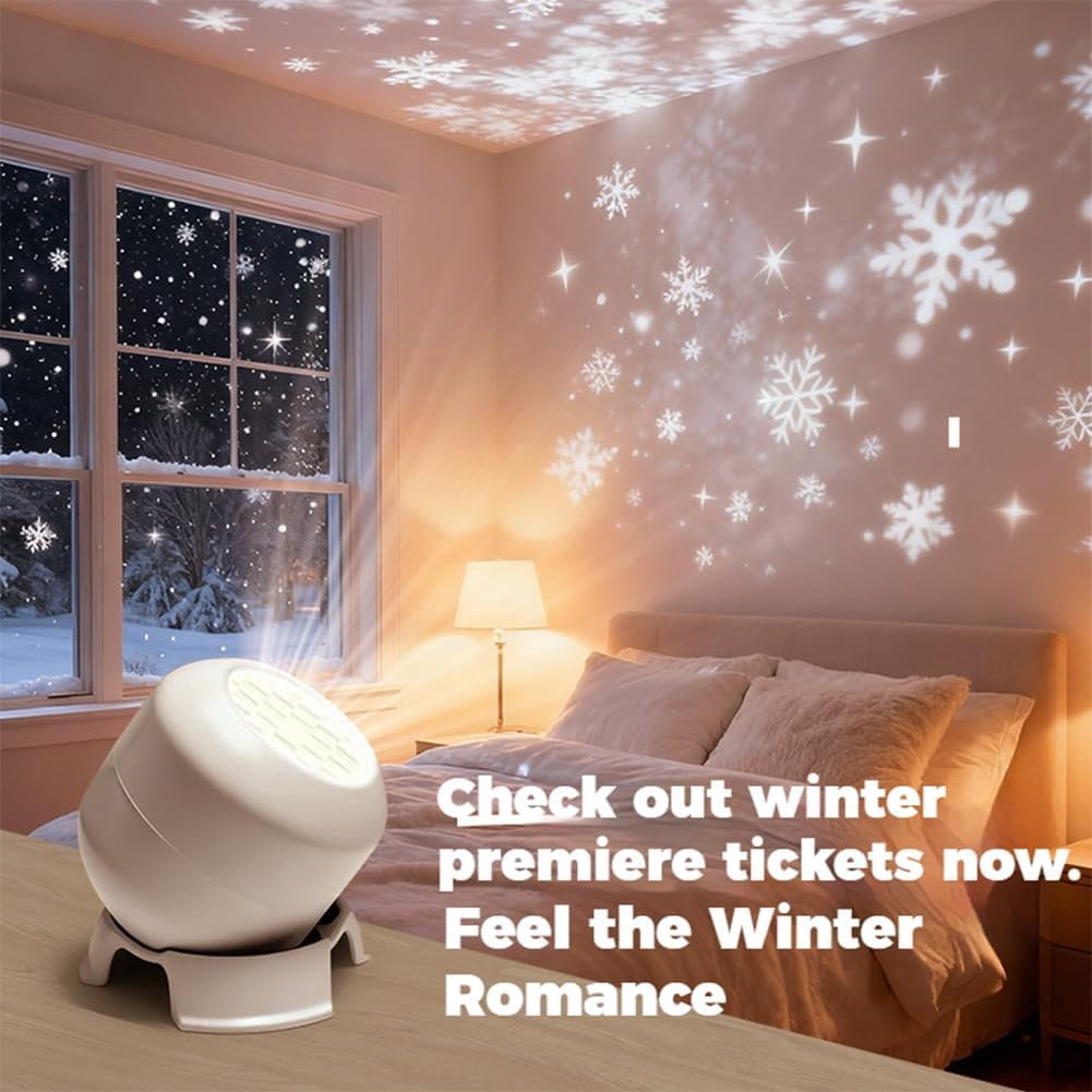 Dynamic Rotating LED Projector Light, USB Rechargeable LED Projector, Snowflake/Christmas/Ocean Dynamic Patterns, Multi-Angle Projection Base, for Meditation, Relaxation, Bathroom, Gifts