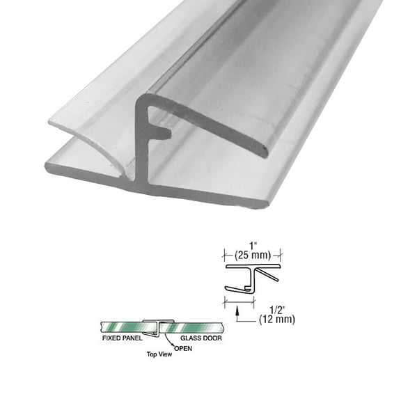 Gordon Glass® "H" Inline Panel Seal with Vinyl Cushion Fin for 180 Degree Application for 5/16" Glass - 73" long