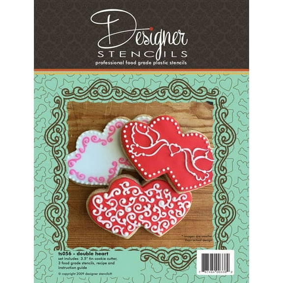 Double Heart Cookie Cutter & Stencil Set by Designer Stencils