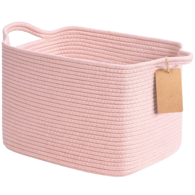 Cesta de almacenamiento Goodpick de cuerda de algodón 33x25x23 cm rosa claro