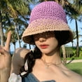 thumbnail image 5 of Sombrero de paja con circunferencia de la cabeza de 56-58 cm, sombrero de pescador con protección solar de verano para mujer, sombrero transpirable a juego con el color, 5 of 5