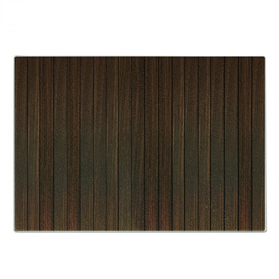 Chocolate Cutting Board, Wooden Stripes Floor Background in Carpentry Themed Illustration Retro Hardwood Image, Decorative Tempered Glass Cutting and Serving Board, Small Size, Brown, by Ambesonne
