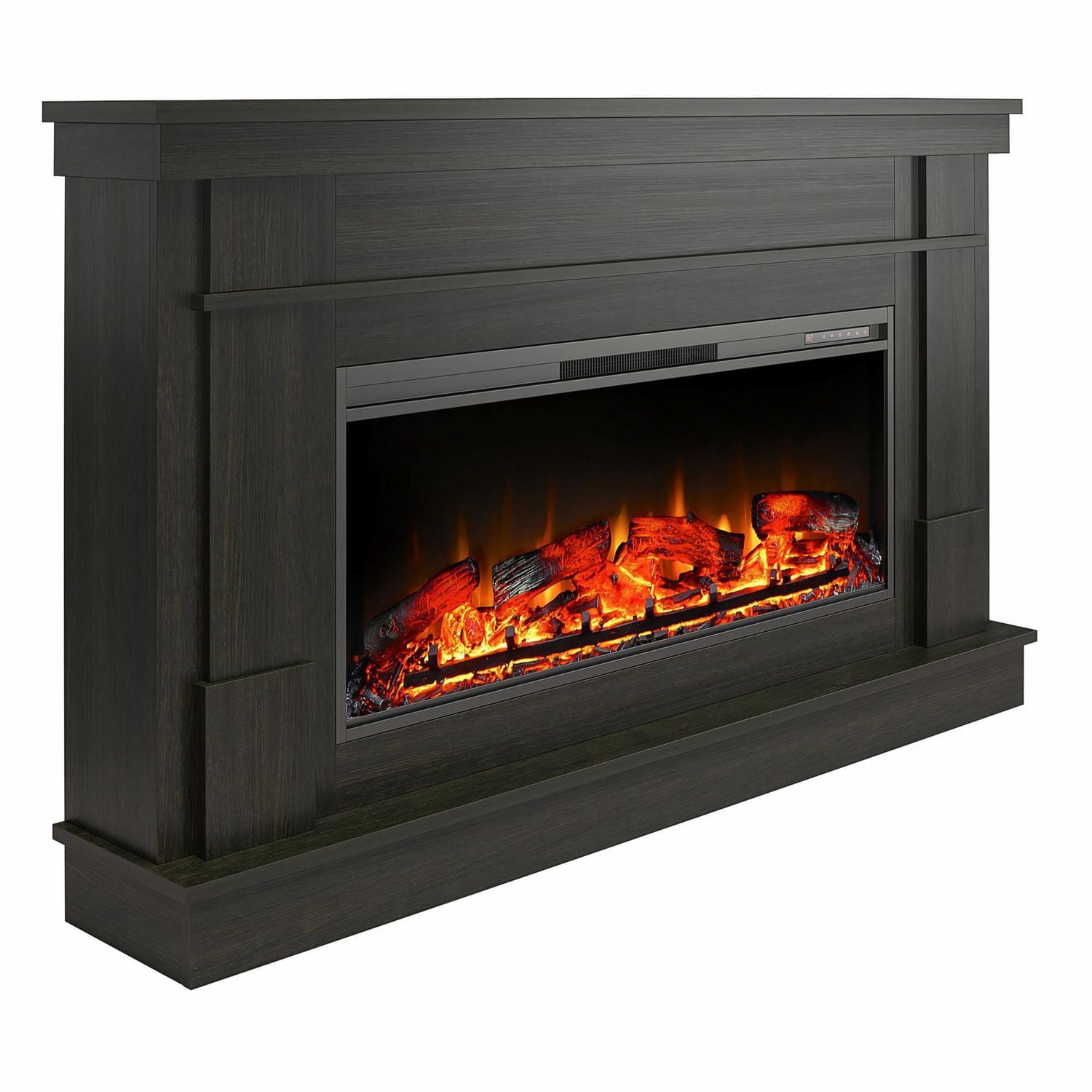 Ameriwood Home Elmcroft Wide Mantel with Linear Electric Fireplace, Rustic Gray