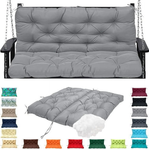 Replacement Cushions for Swing, Waterproof Porch Swing Cushion, 2-3 Seat Outdoor Bench Cushion with Backrest for Patio Furniture Garden Porch Loveseat Glider Pad (Light Gray 70*40in)
