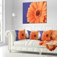 thumbnail image 2 of Designart Orange Daisy On Purple Background - Floral Throw Pillow - 18x18, 2 of 4