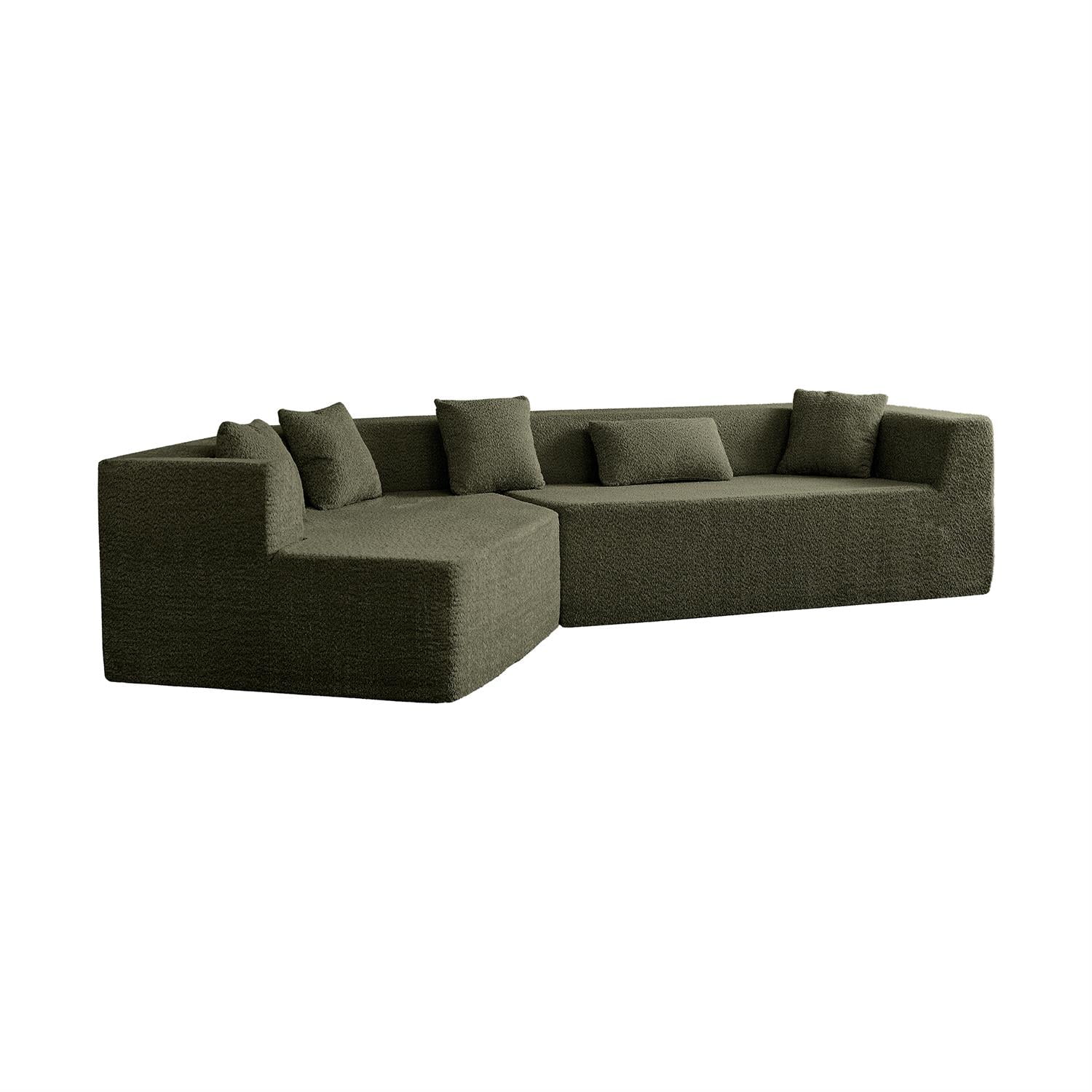 Demi Bonn 127.5" Sectional Cloud Sofa with Deep Seat, Comfortable Large Couch for Living Room Furniture, No Assembly Required, Green