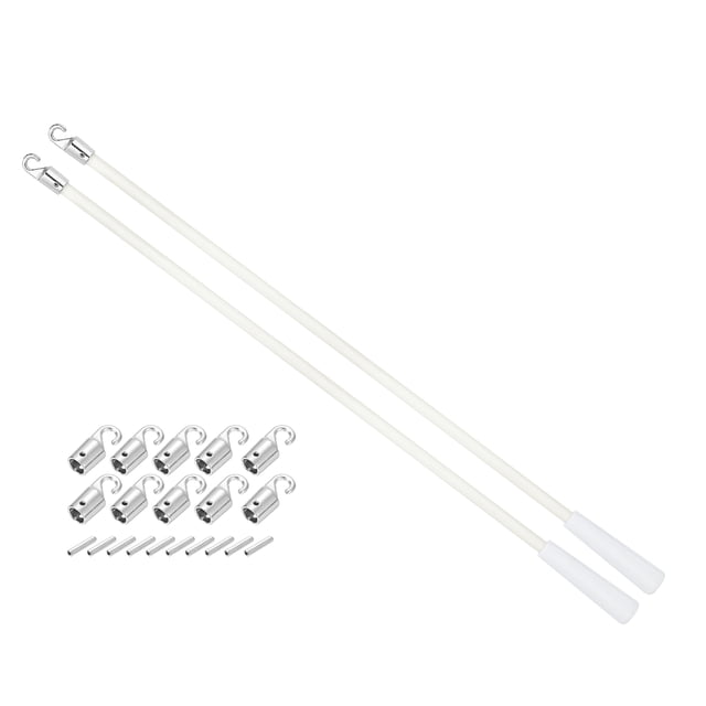2Pcs 17" Blinds Wand Replacement, Blinds Tilt Wand with Hook and Grip, Silver