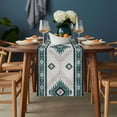 thumbnail image 2 of Green Beige Boho Table Runner - 120 Inch Long, Kitchen Dining Table Runner Dresser Scarves, Vintage Ethnic Tribal Southwestern Farmhouse Decor for Coffee Tables Wedding Party Banquet, 2 of 8