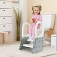 thumbnail image 4 of Toddler Step Stool for Bathroom Sink, Ronipic 2 Step Stools for Kids, Anti-Slip Stool for Kitchen Counter, Potty Training Toilet Stool with Handrail, 4 of 9