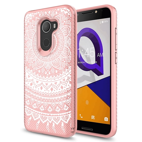 Alcatel REVVL Case (T-Mobile), Alcatel A30 Fierce (2017) Case, Alcatel Walters Case, KAESAR Shockproof Carbon Fiber Mandala Pattern Design Case Cover for Alcatel A30 Plus (Henna)