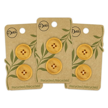 UPC: 0072879308280 | Dritz Recycled Paper Round Button 23mm Mustard 3 Pack (6 Count)