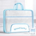 thumbnail image 6 of Hyknon Horizontal Mesh Handbag, Large Capacity Lightweigh Colorful Stationery Bag with Zipper, Waterproof Portable Storage Bag with Handheld, Separate Storage Bag for Test Papers Stationer, Blue, 6 of 6