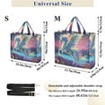 thumbnail image 3 of Unicorn and Flowers Corduroy Tote Bag Handbag Large Messenger Bag Shoulder Crossbody Zipper Bag Purse, 3 of 8