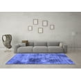 thumbnail image 3 of Ahgly Company Machine Washable Indoor Round Abstract Blue Modern Area Rugs, 5' Round, 3 of 4