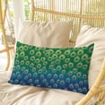 thumbnail image 4 of Peacock Feathers Pillow Covers, Linen Long Throw Pillow Case, Ombre Blue Green Modern Animals Printed Holiday Pillow Protector Decorative Cushion Cover for Living Room/Bedroom 16" x 24", 4 of 8